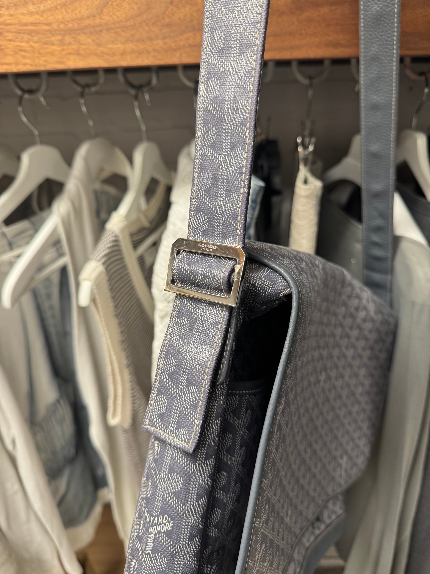 2013 Goyard ‘Grand Bleu’ GM Grey Leather Messenger Bag