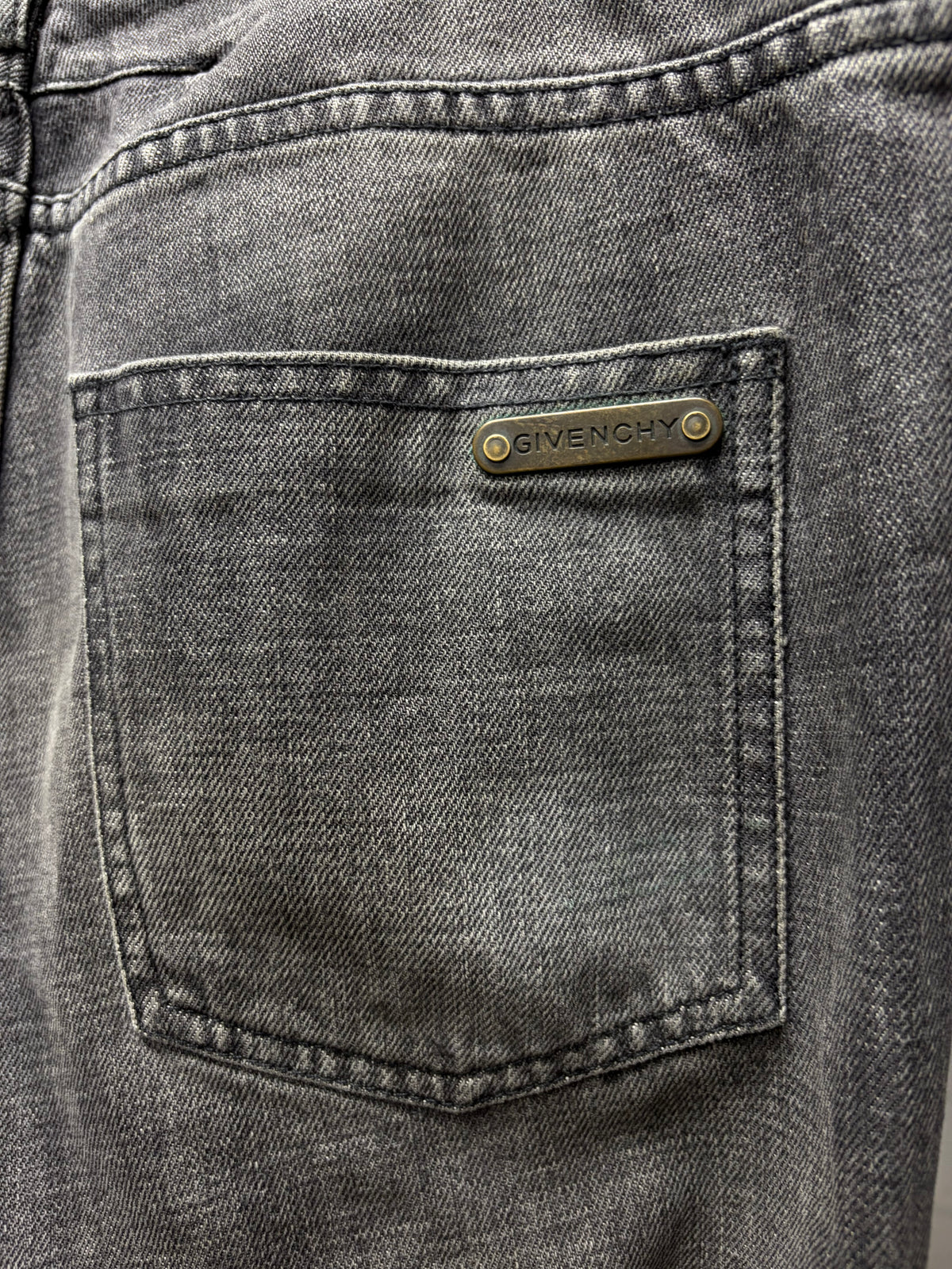 Givenchy Washed Grey Skinny Jeans with Silver Engraved Plaque