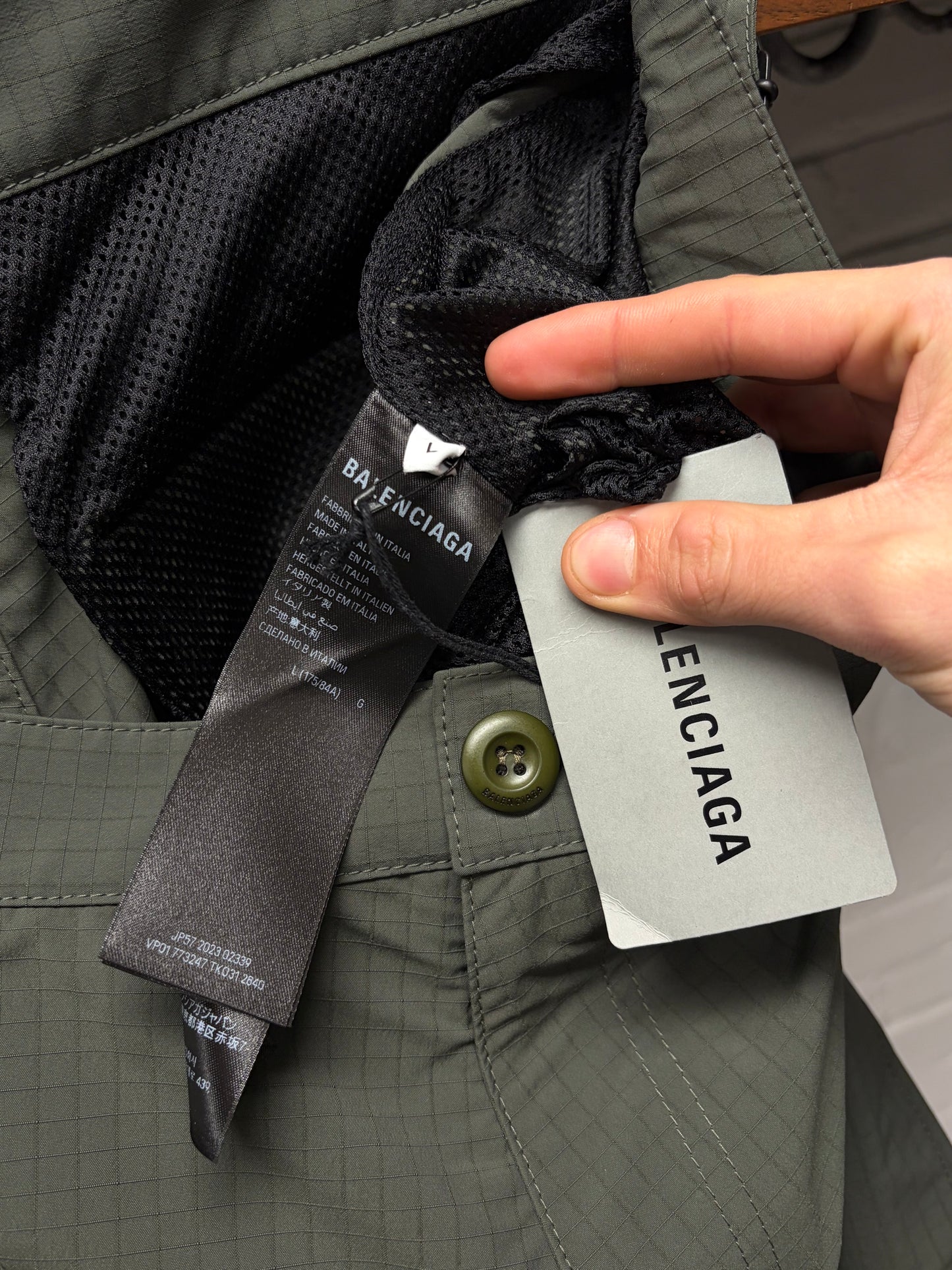 SS2024 Balenciaga ‘Sports Icon Logo’ Green Ripstop Convertible Cargo Pants