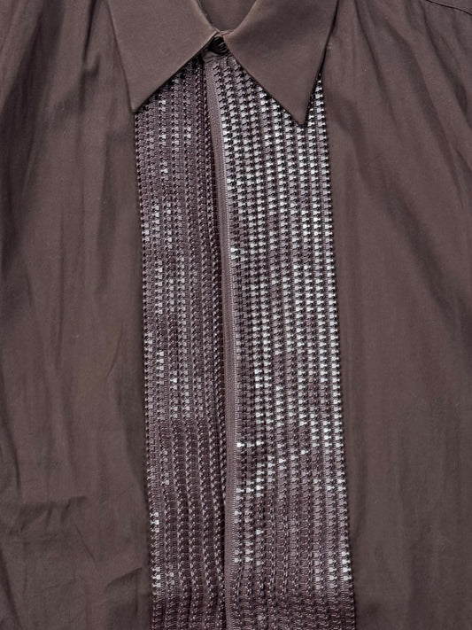 Givenchy ‘Zipper Track’ Brown Concealed Button Down Shirt
