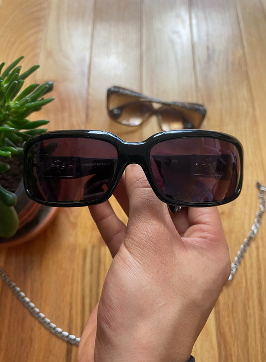 Chrome Hearts ‘Fix’ 925 Silver Cross Logo Purple Tinted Sunglasses.