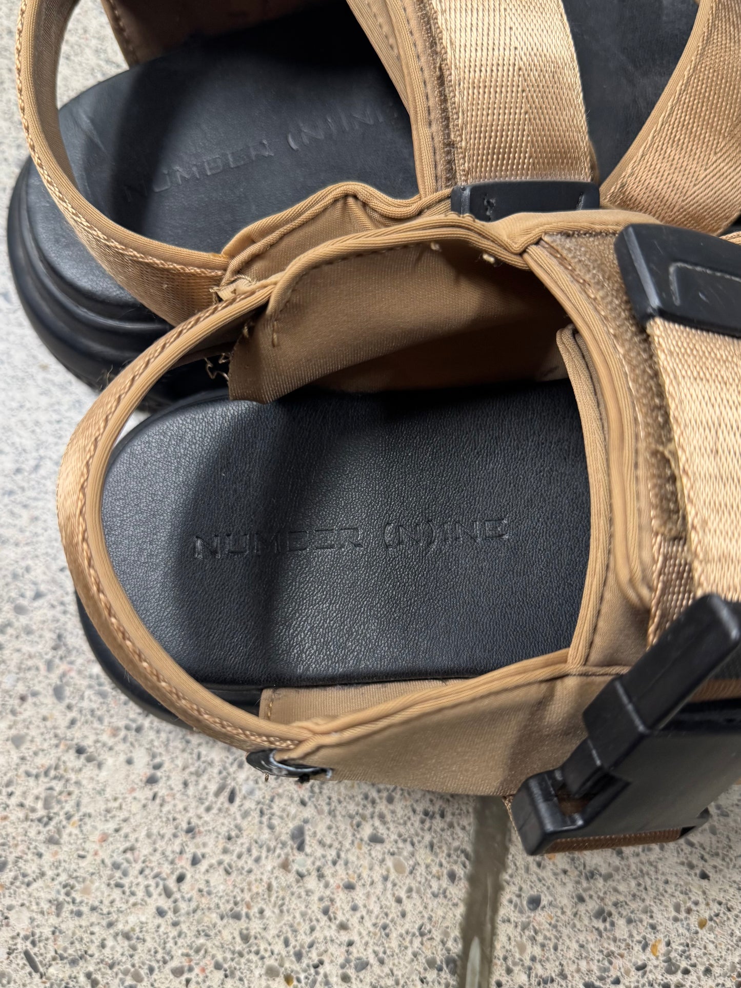 Number (N)ine Black/Gold Double Strap Sandals