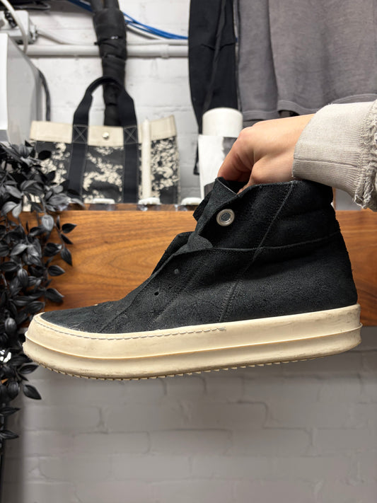 Rick Owens Suede ‘Island Dunk’ Black/Milk Mid Top Sneakers