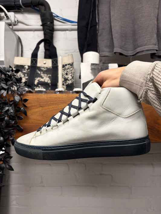 Balenciaga ‘Arena’ White Leather High Too Sneakers