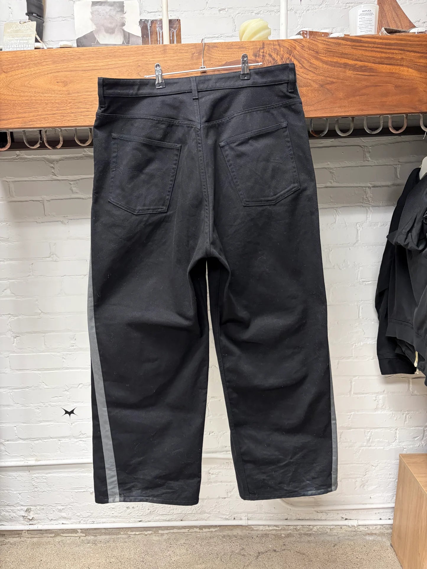 SS2025 Balenciaga x Under Armour Wide Leg Black Drawstring Denim