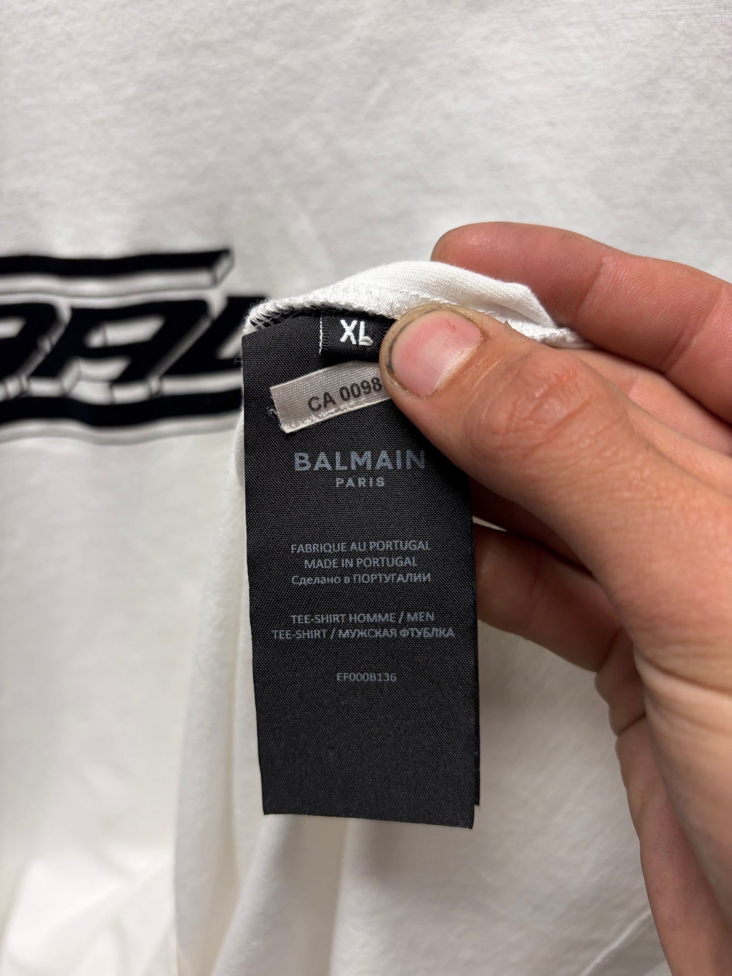 Balmain Embroidered ‘Slant’ Logo White T-Shirt