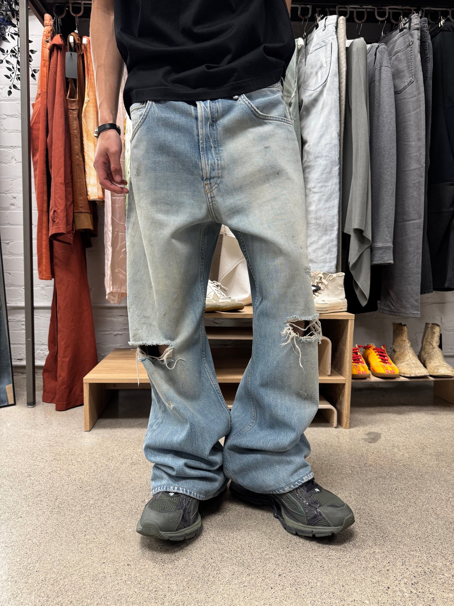 2021 Acne Studios ‘Dirt Wash’ Blue Flared Cut Denim