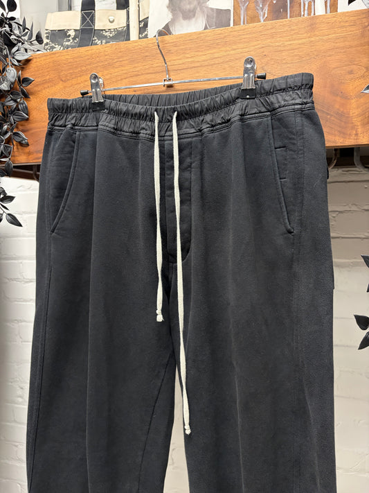 Rick Owens ‘Berlin’ Straight Cut Black Cotton Drawstring Sweatpants
