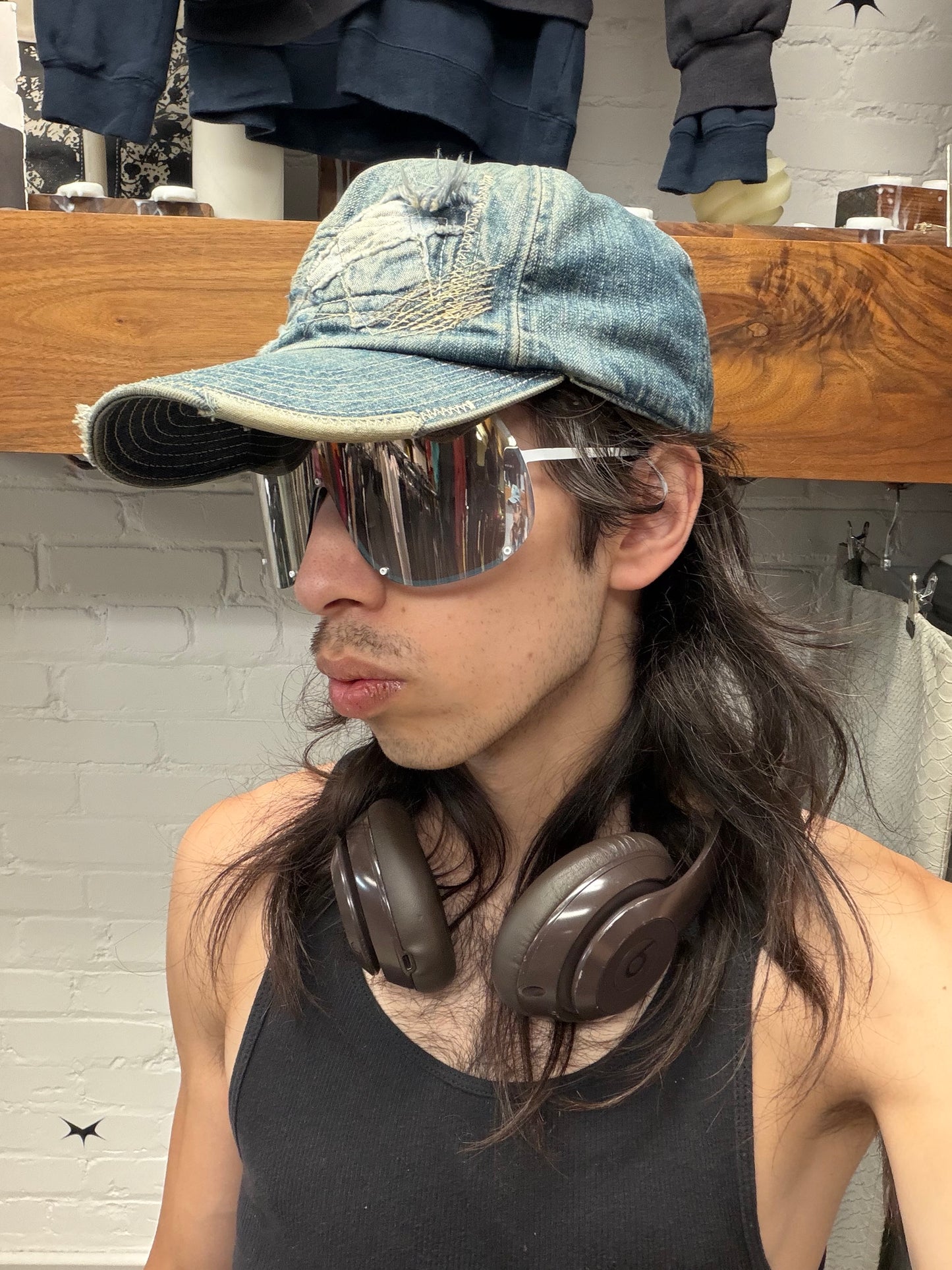 Rick Owens White/Black Tint Shield Sunglasses