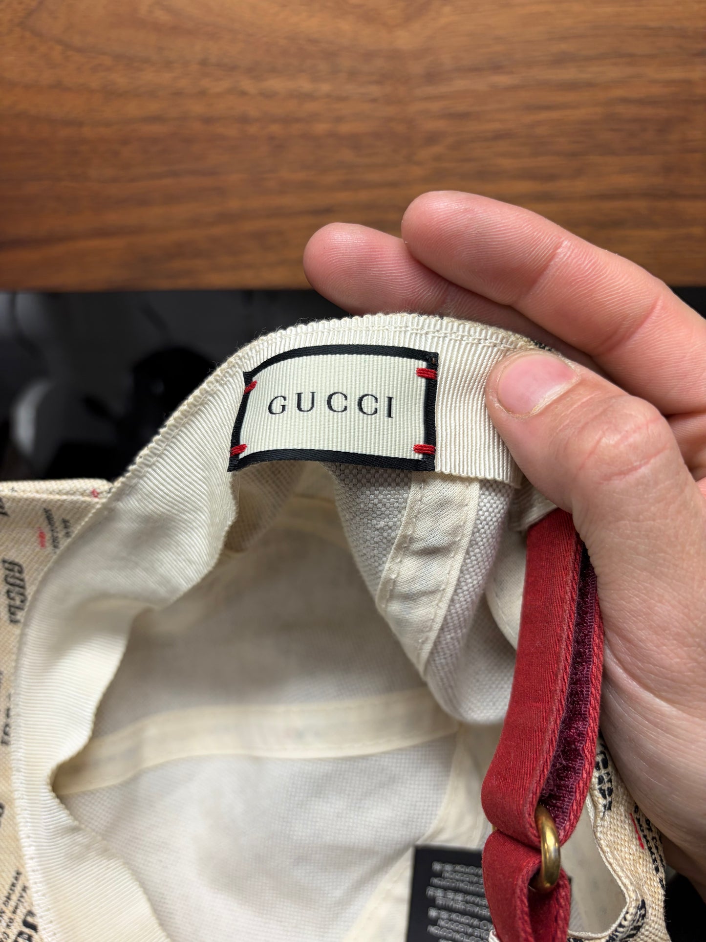 SS2018 Gucci ‘Stamp Print’ Monogram Linen Baseball Cap