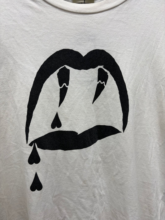 2015 Saint Laurent ‘Bloodluster’ White Fangs Graphic T-Shirt