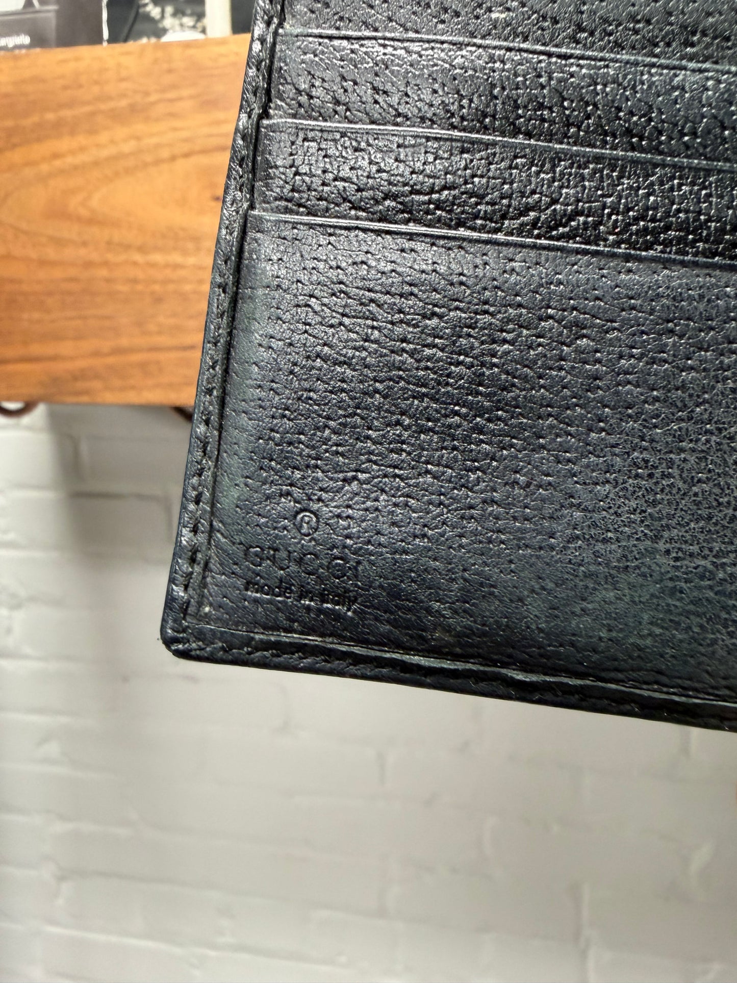 Gucci GG Black Canvas Monogram Bi-Fold Wallet with Bow