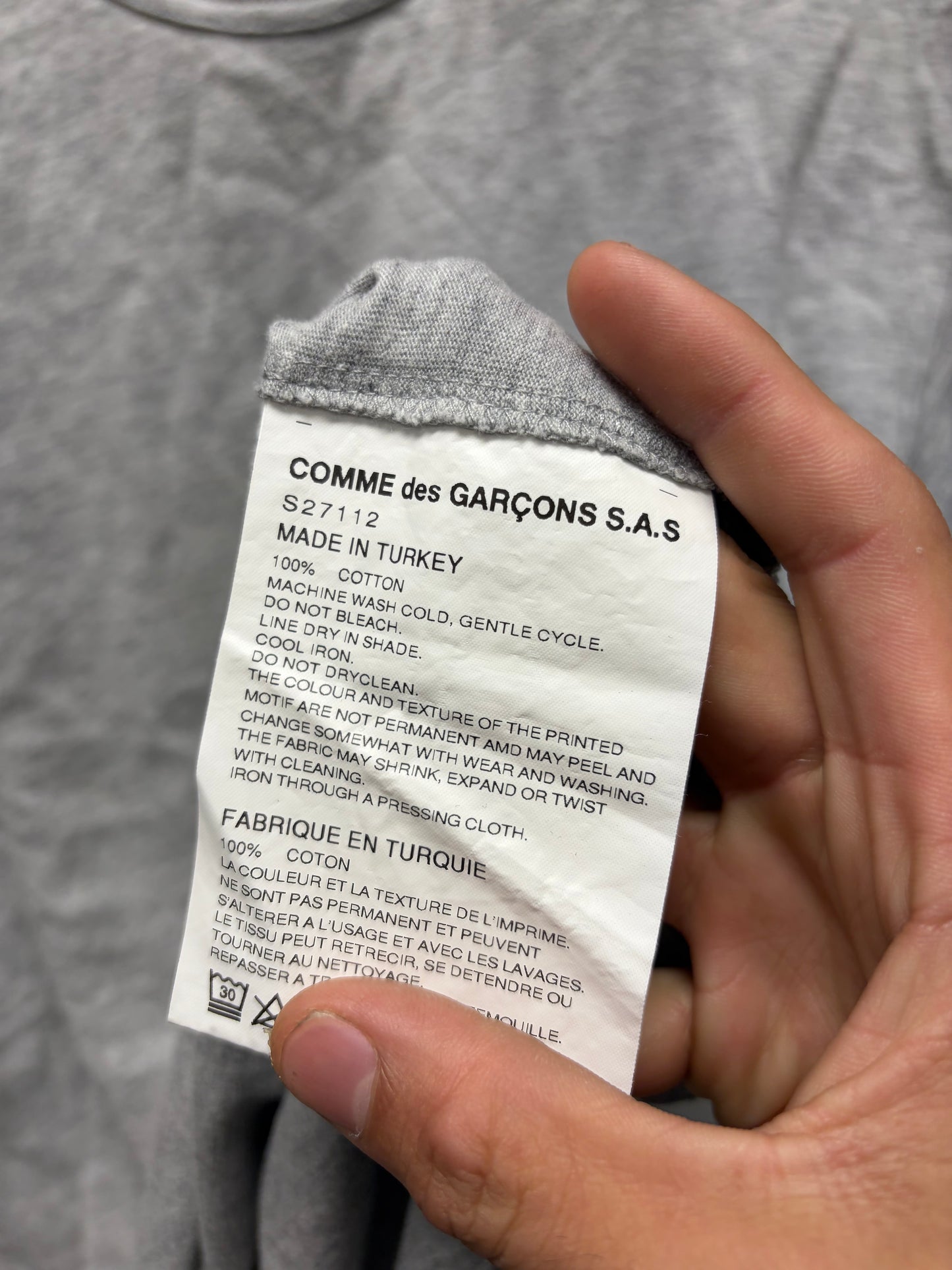 Comme Des Garçons Shirt ‘Back Logo’ Grey Short Sleeve T-Shirt