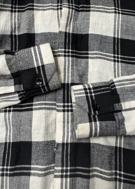 2017 Saint Laurent Plaid Black/Natural White Plaid Patterned Flannel