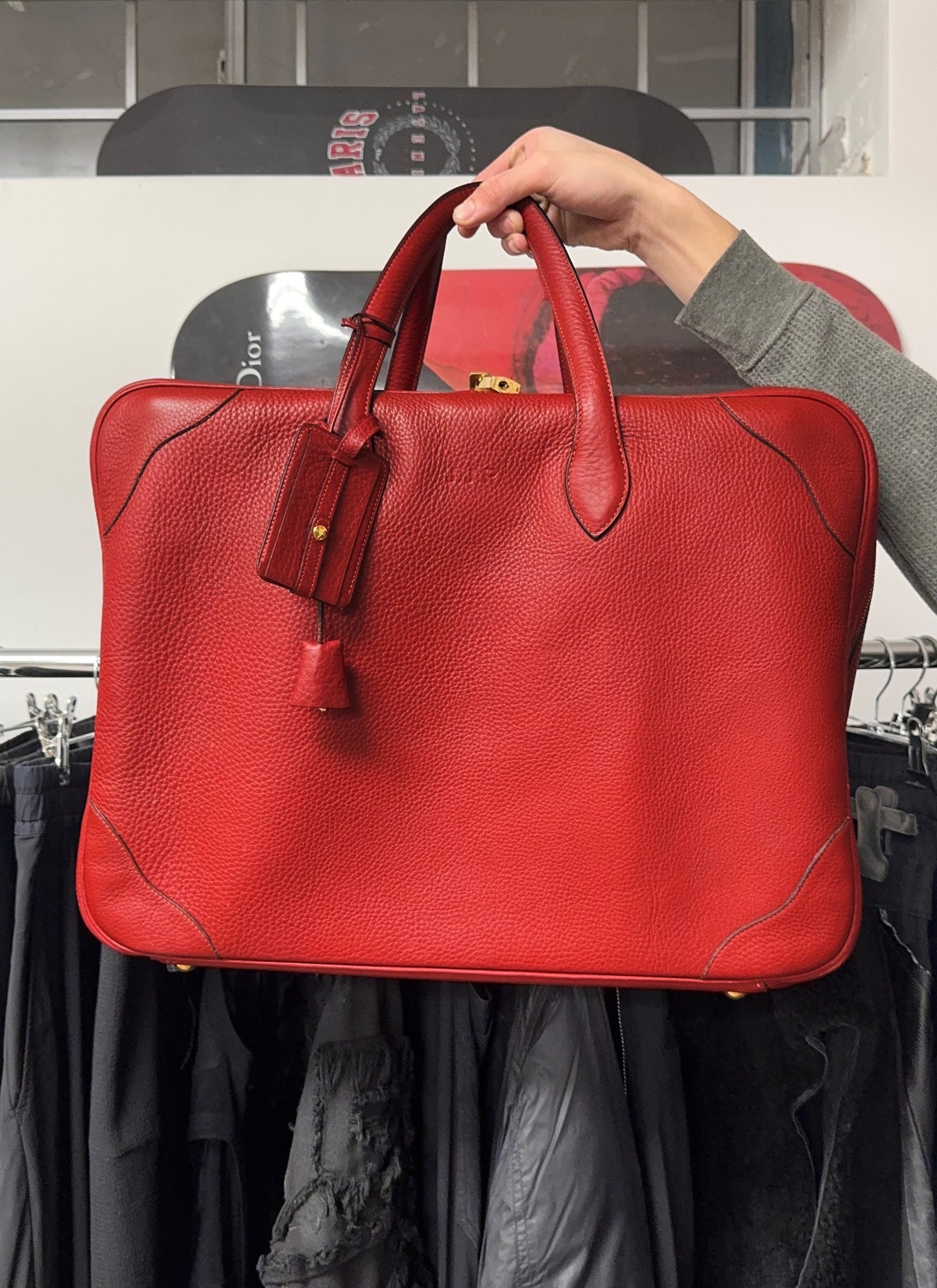 Hermes Victoria ‘50’ Red Leather Boston Bag