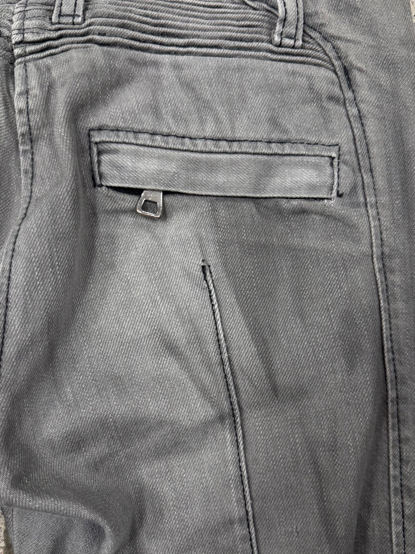Balmain Grey Skinny Cut Biker Denim