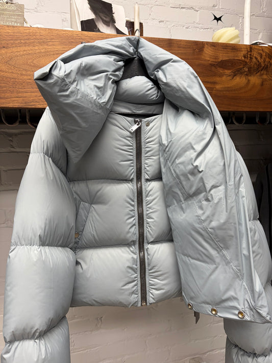 AW2024 Rick Owens ‘Porterville’ Pale Blue Scarf Wrapped Down Fill Puffer Jacket