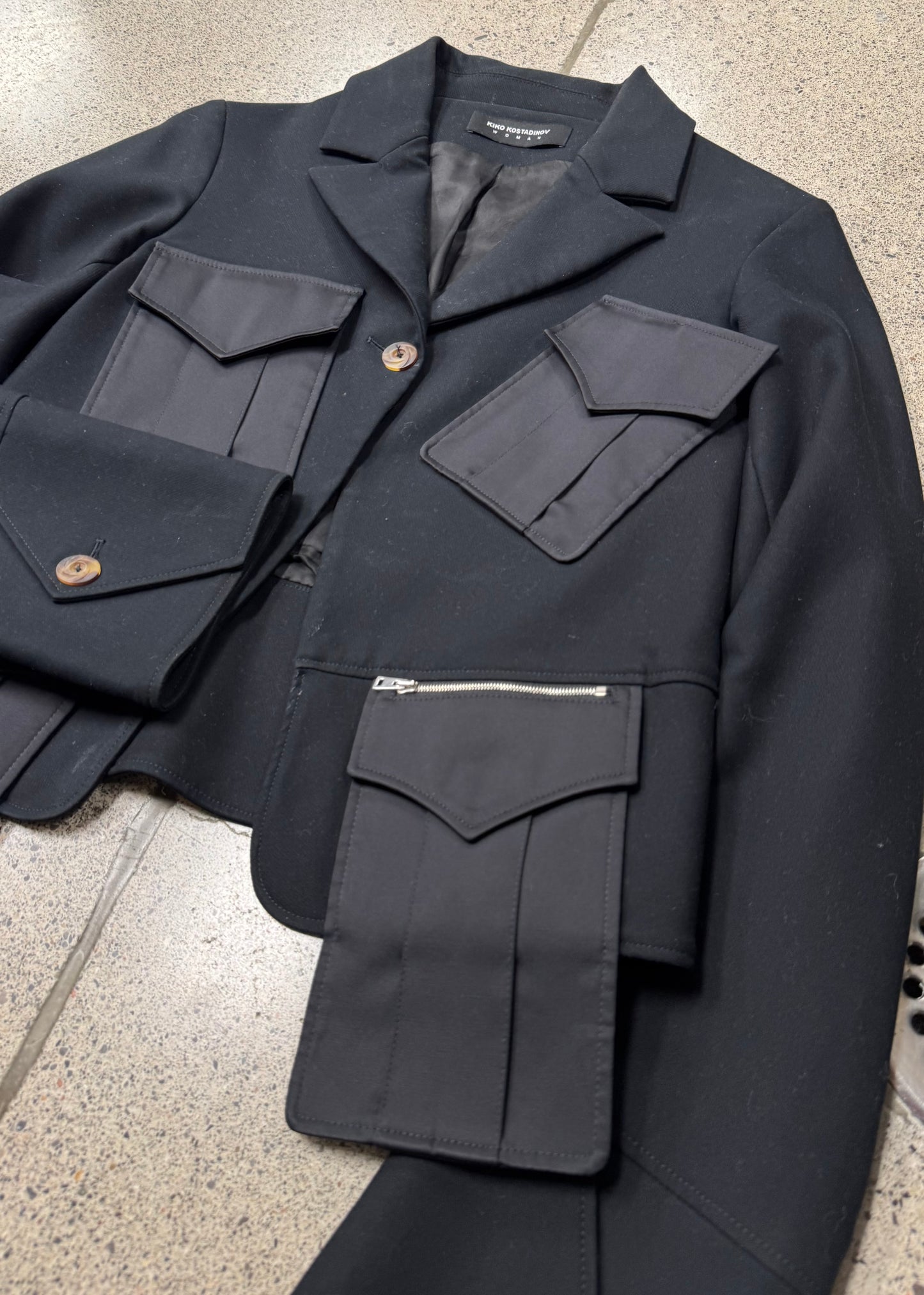 Kiko Kostadinov Cropped ‘Single Button’ Cargo Blazer