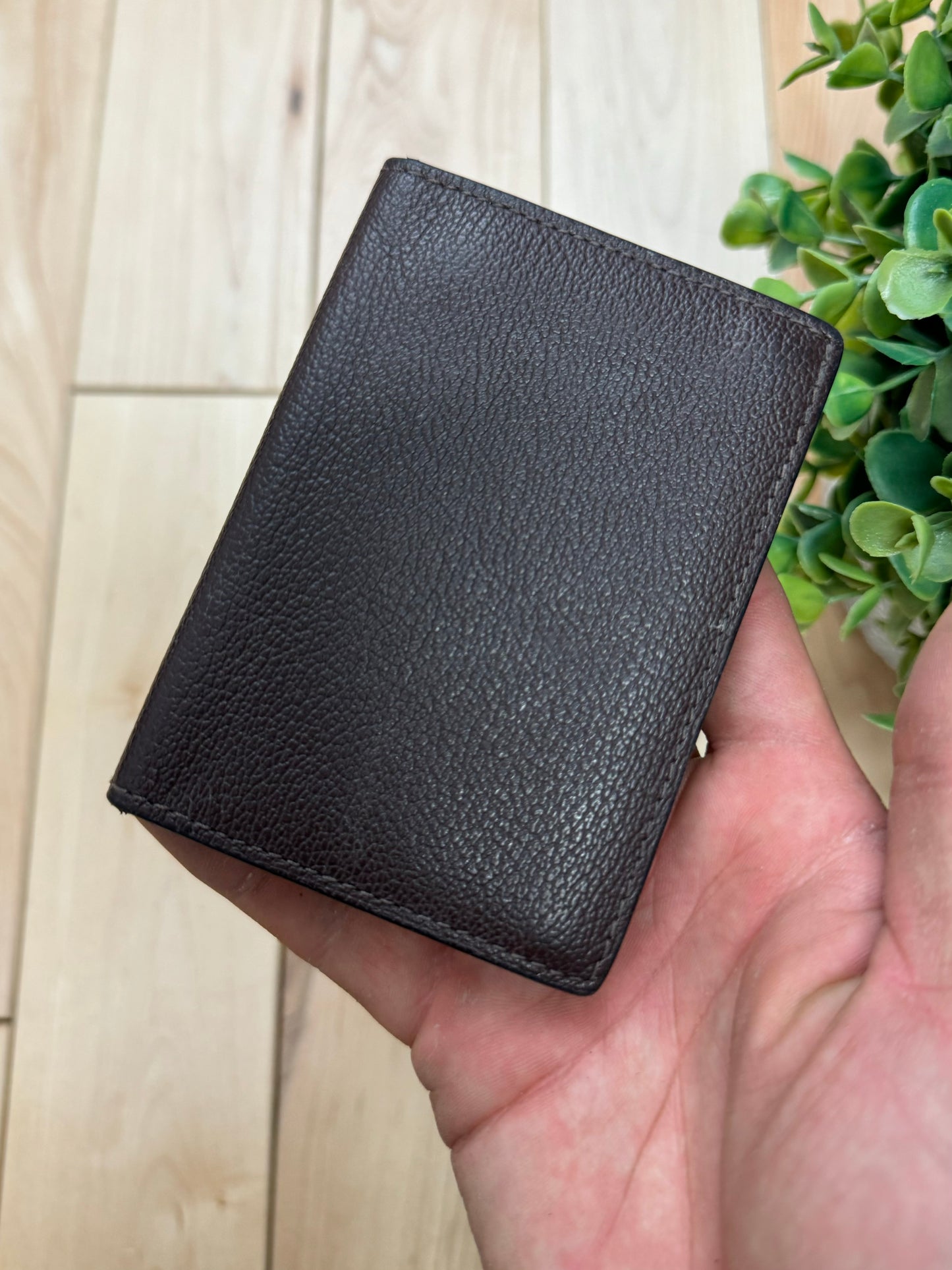 Tom Ford Brown Pebbled Calfskin Leather Cardholder Wallet