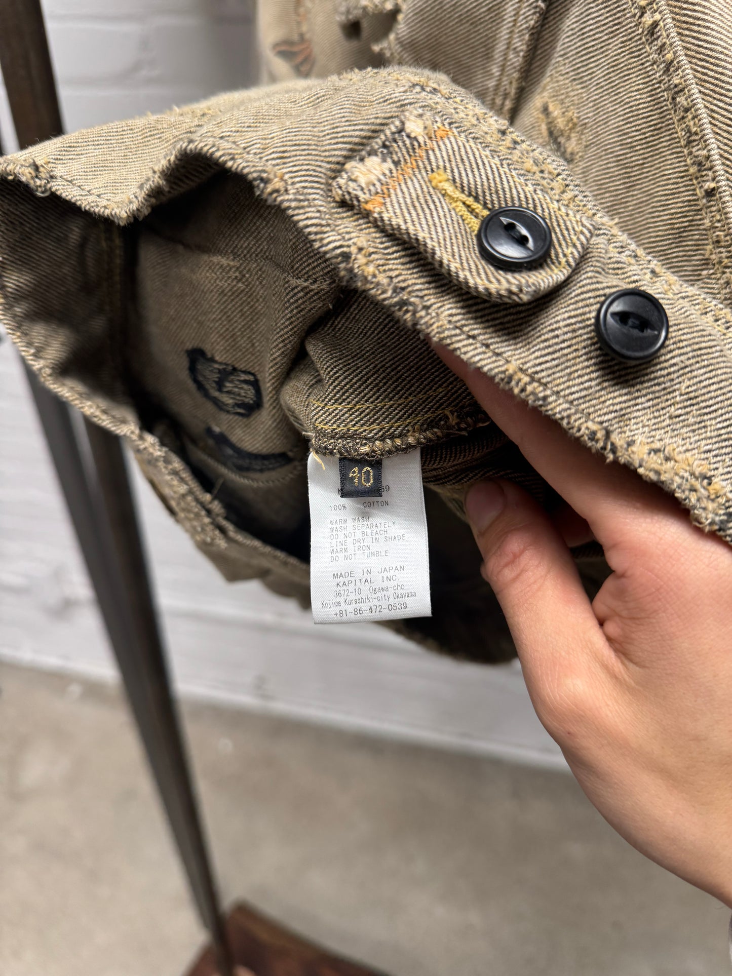 Kapital ‘Boro Repaired’ Distressed Tribal Denim Trucker Jacket