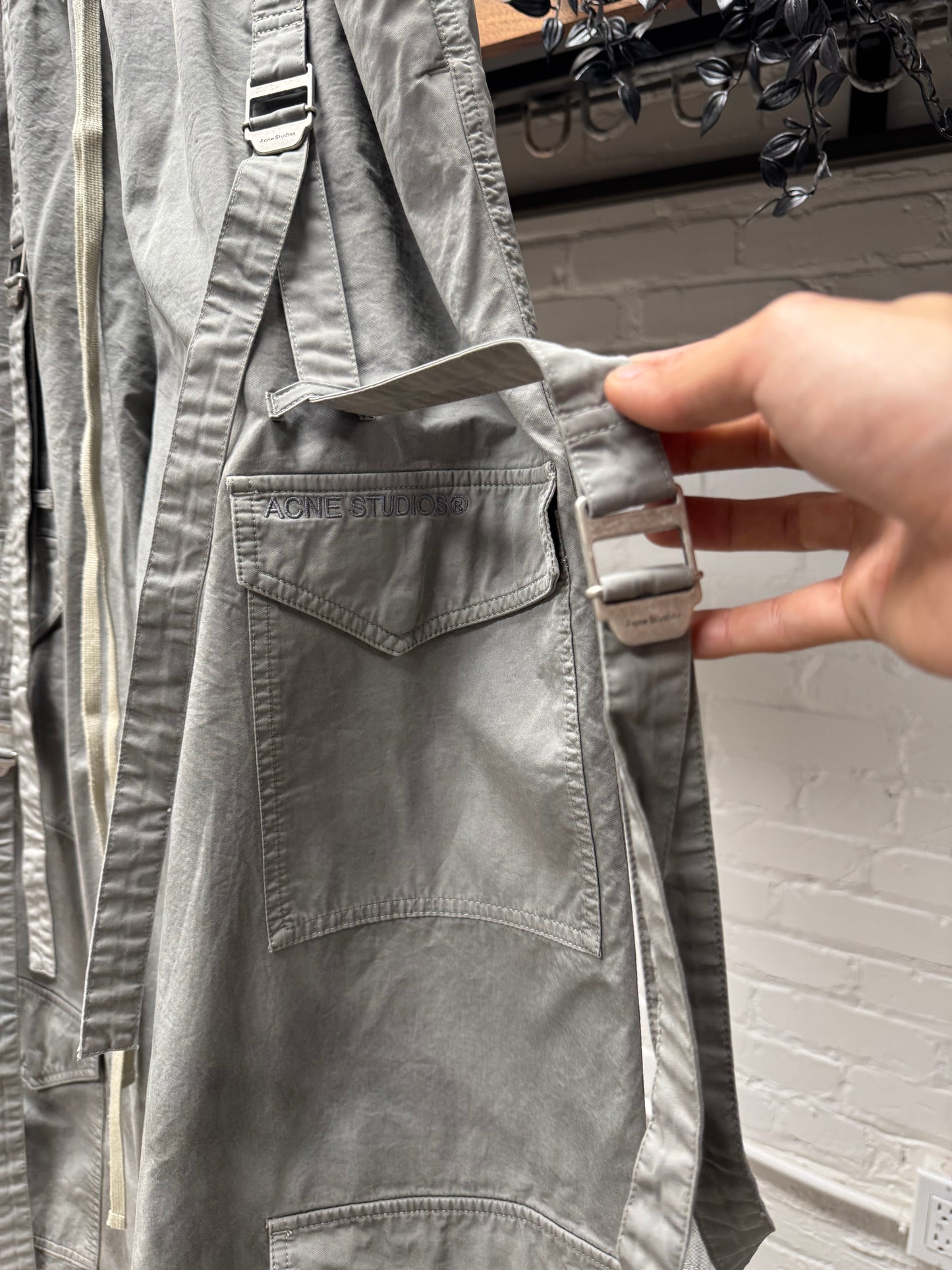 Acne Studios ‘Bondage Strap’ Grey Wide Leg Cargo Pants