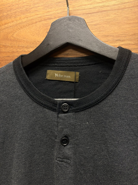 Yohji Yamamoto ‘Y’s’ Black/Grey Henley Long Sleeve Shirt