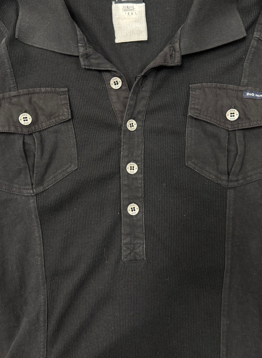2000s Dolce & Gabbana Ribbed Long Sleeve Polo