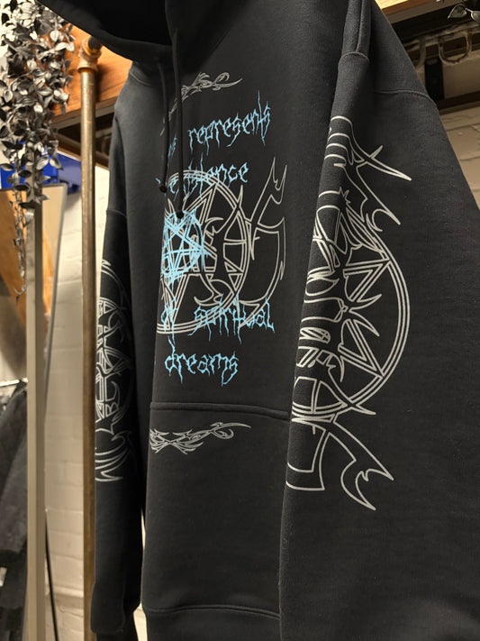 SS2022 Vetements ‘Vital Existence’ Gothic Logo Black Terry Cotton Hoodie