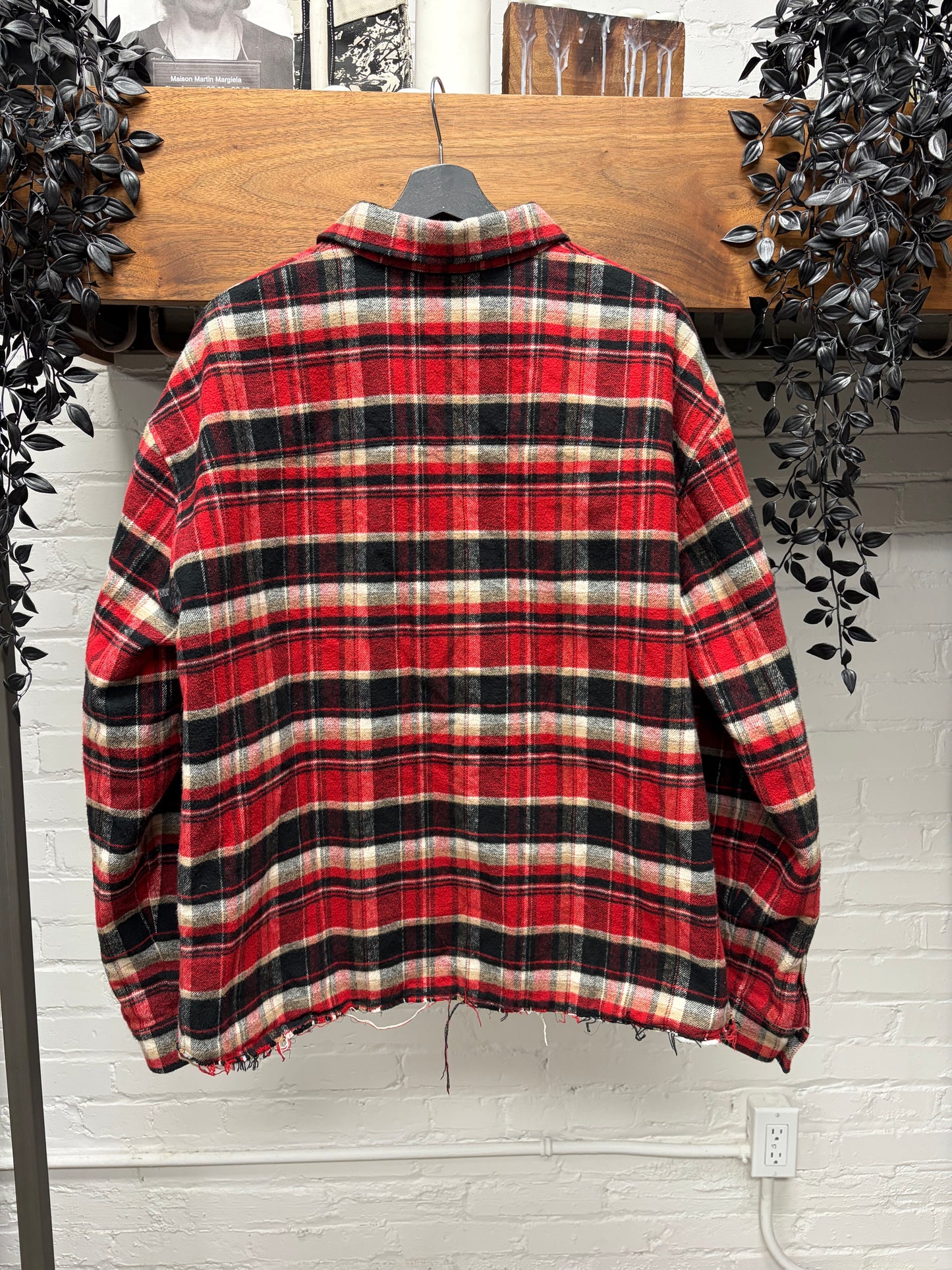 2019 Balenciaga Quilt Padded Oversized Red Plaid Flannel Jacket