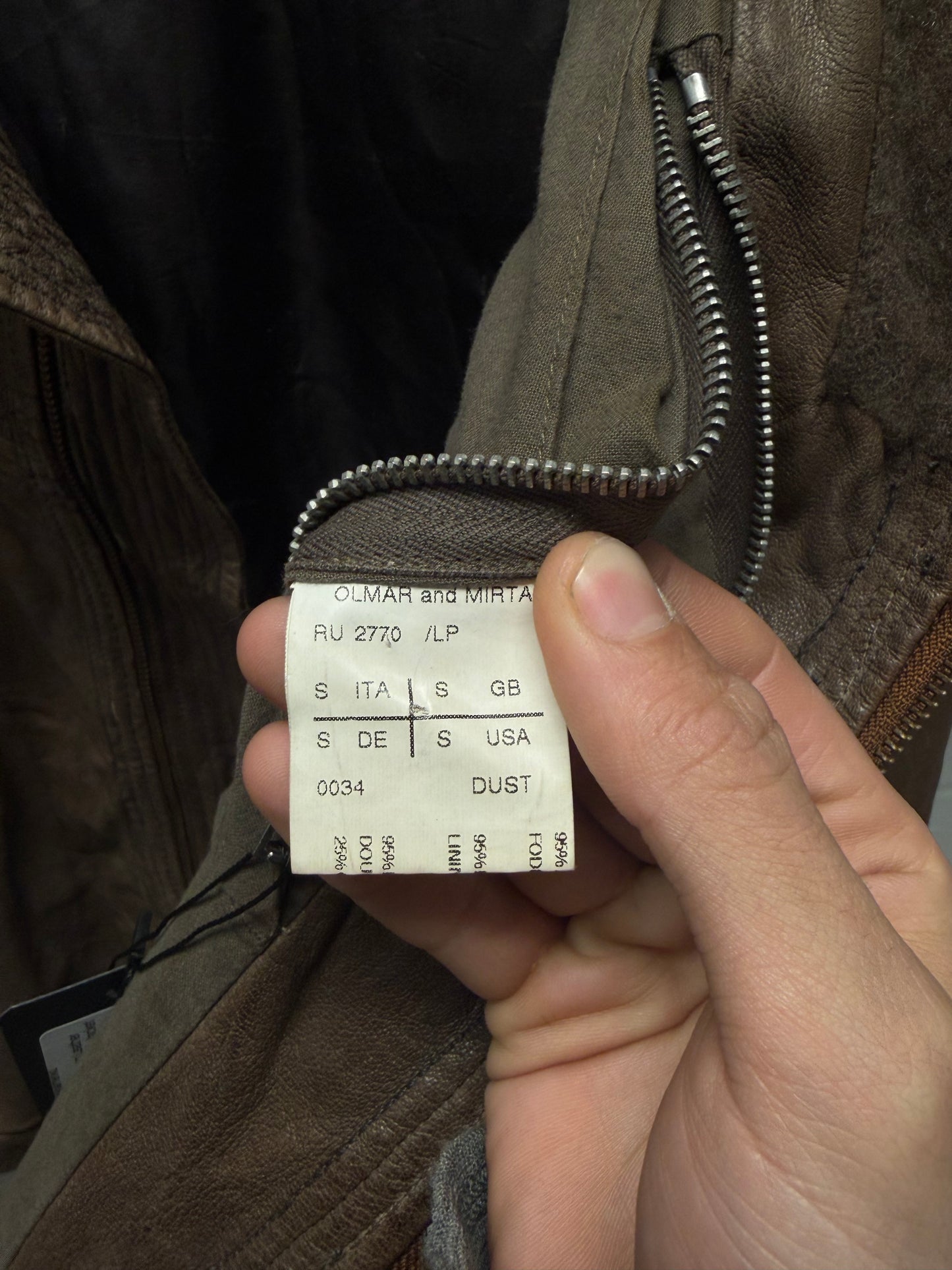 Rick Owens ‘Dust’ Brown Leather ‘Exploder’ O&M Era High Neck Jacket