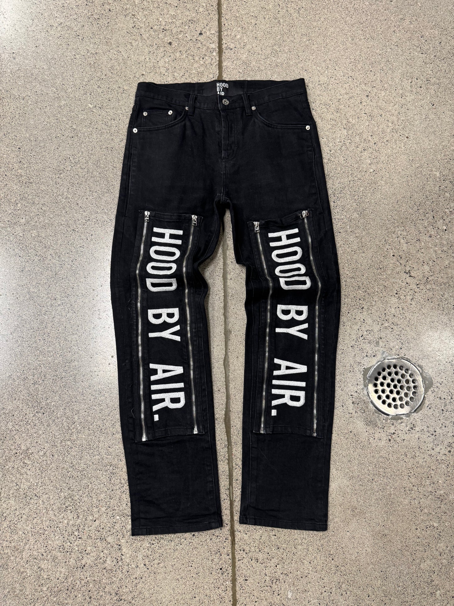 Hood by Air ‘Spellout Logo’ Zipper Knee Denim