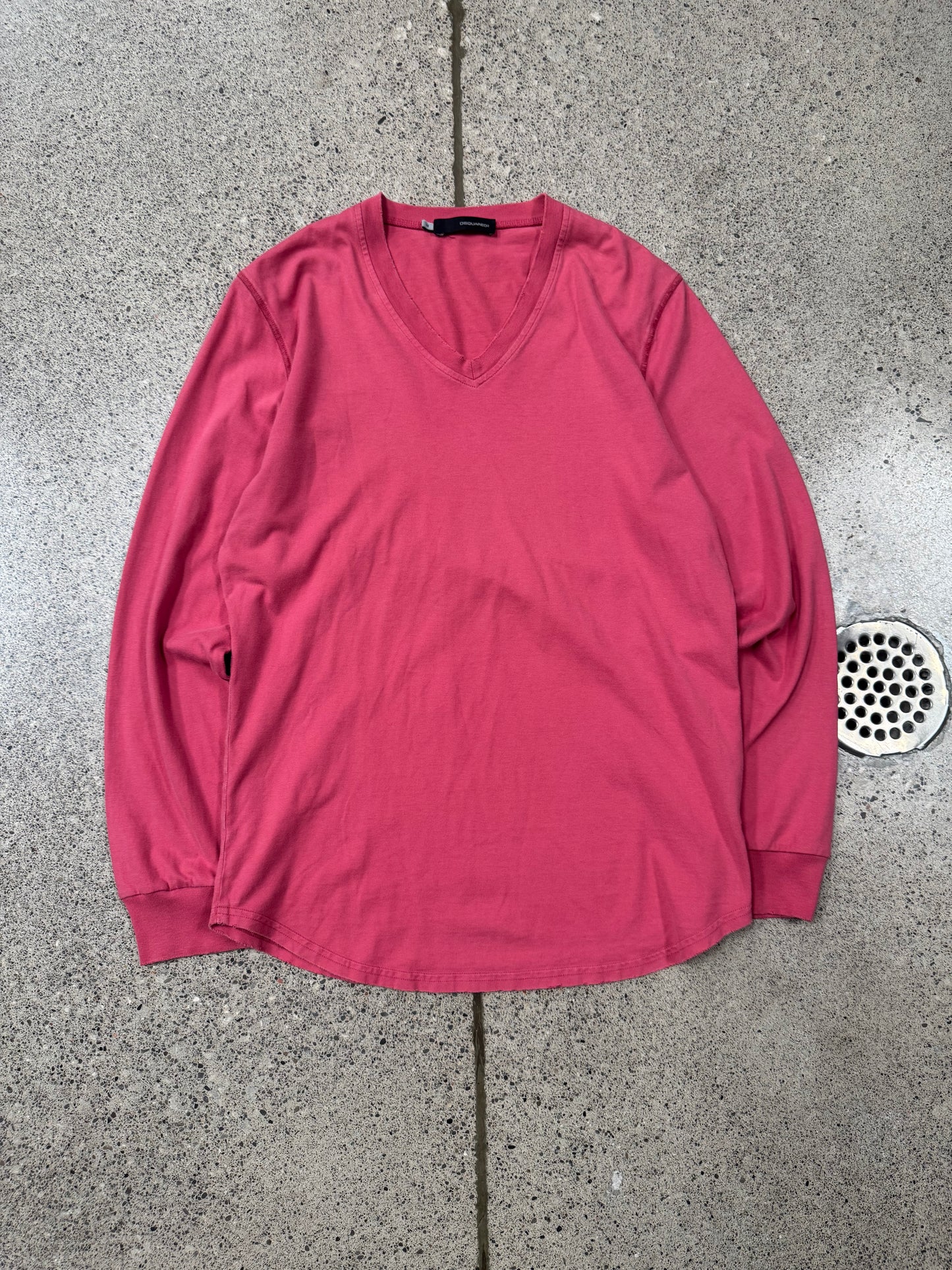 Dsquared2 Pink V-Neck Long Sleeve Shirt