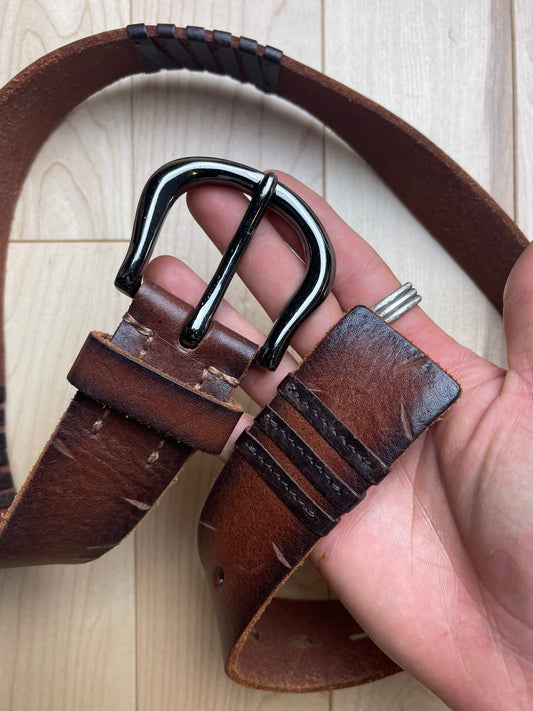 Tornado Mart Washed Brown Rustic Buckle Belt