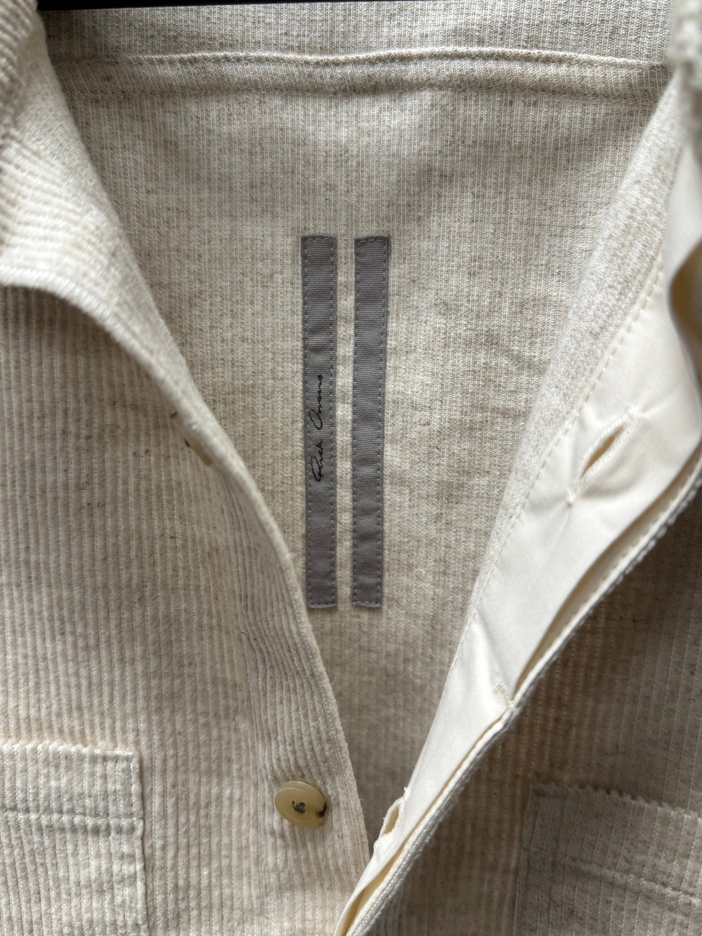 Rick Owens Mainline ‘Natural’ Tan Corduroy Work Shirt
