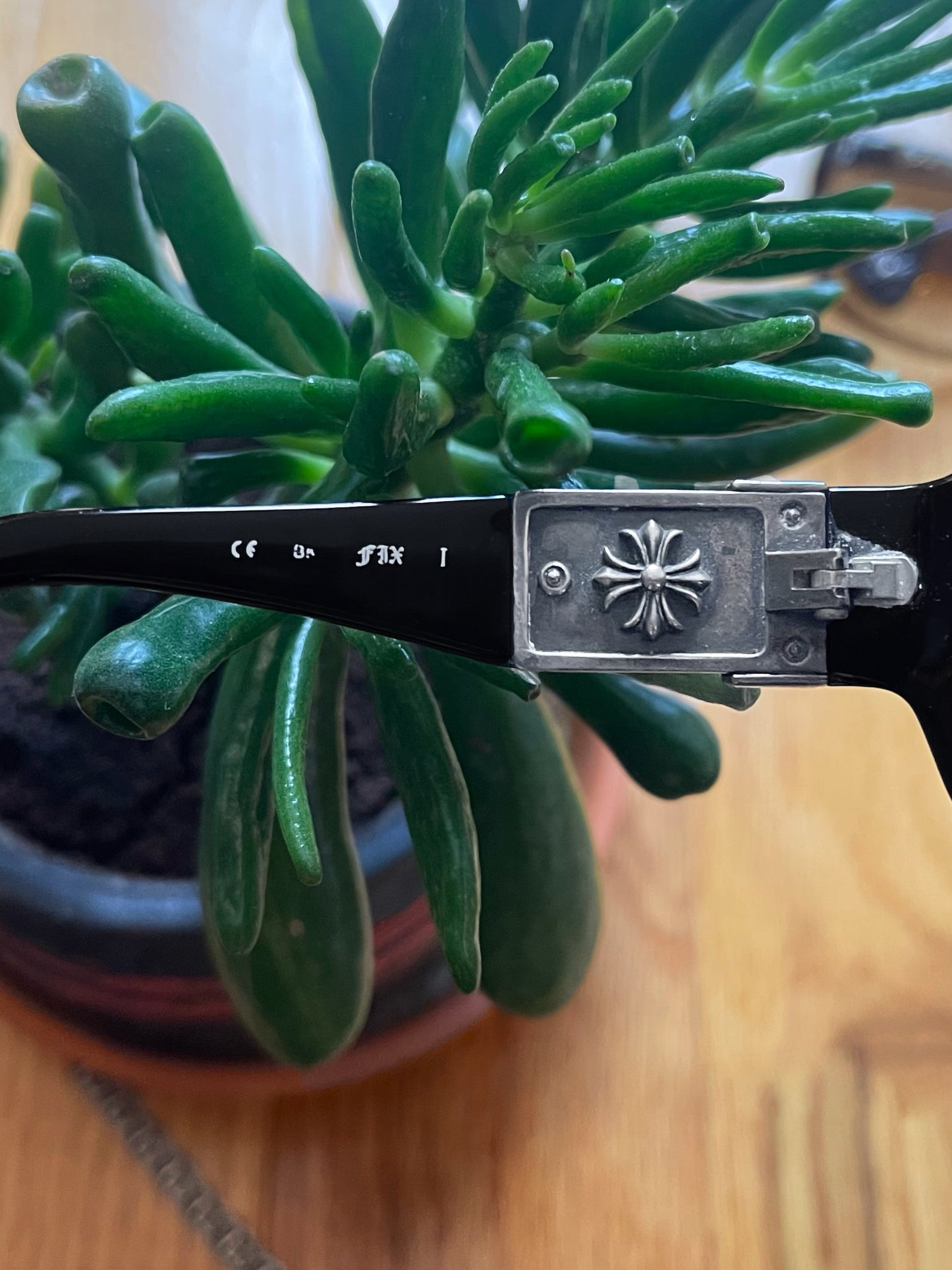 Chrome Hearts ‘Fix’ 925 Silver Cross Logo Purple Tinted Sunglasses.