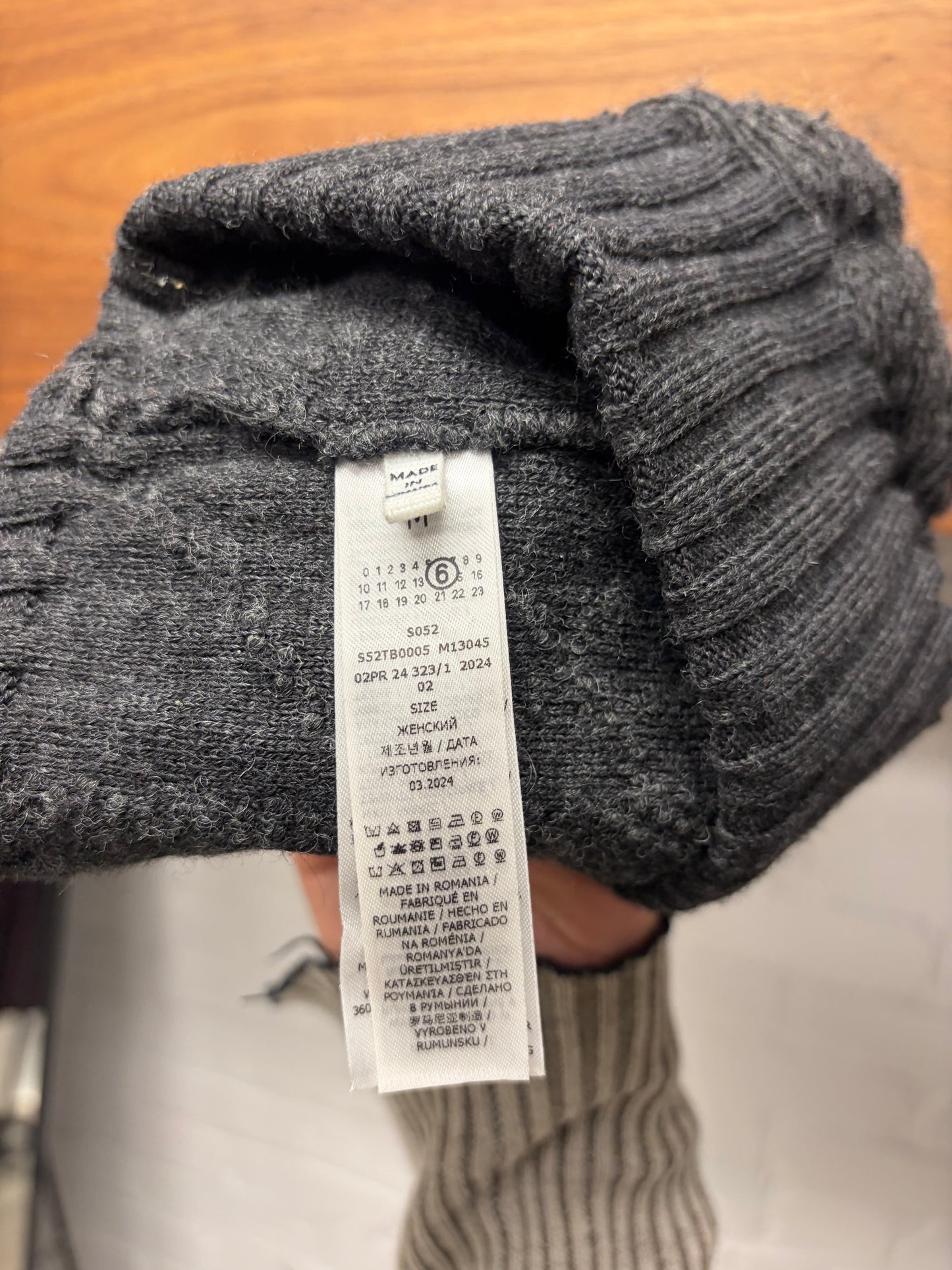 SS2024 Maison Margiela Distressed Grey Ribbed Beanie