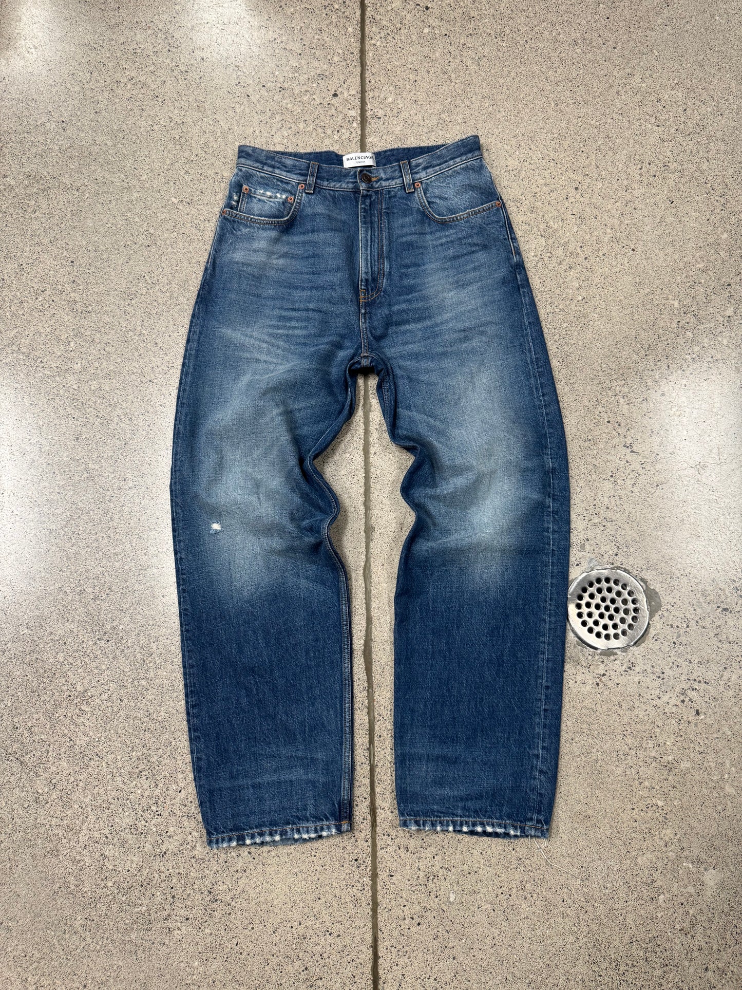 2021 Balenciaga Blue Washed Heel Bite Denim