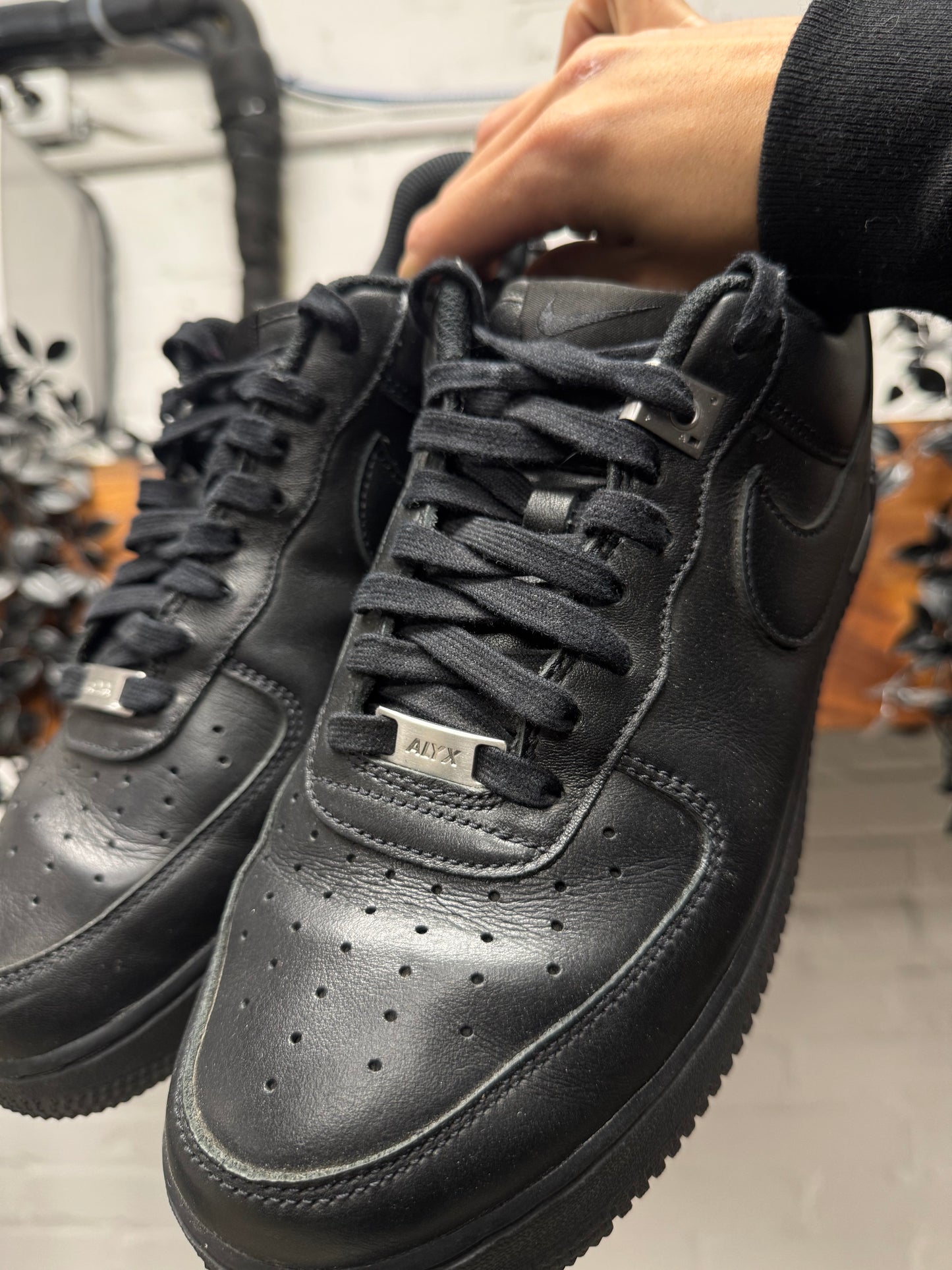 1017 Alyx 9SM Black ‘Air Force 1’ Premium Leather Low Top Sneakers