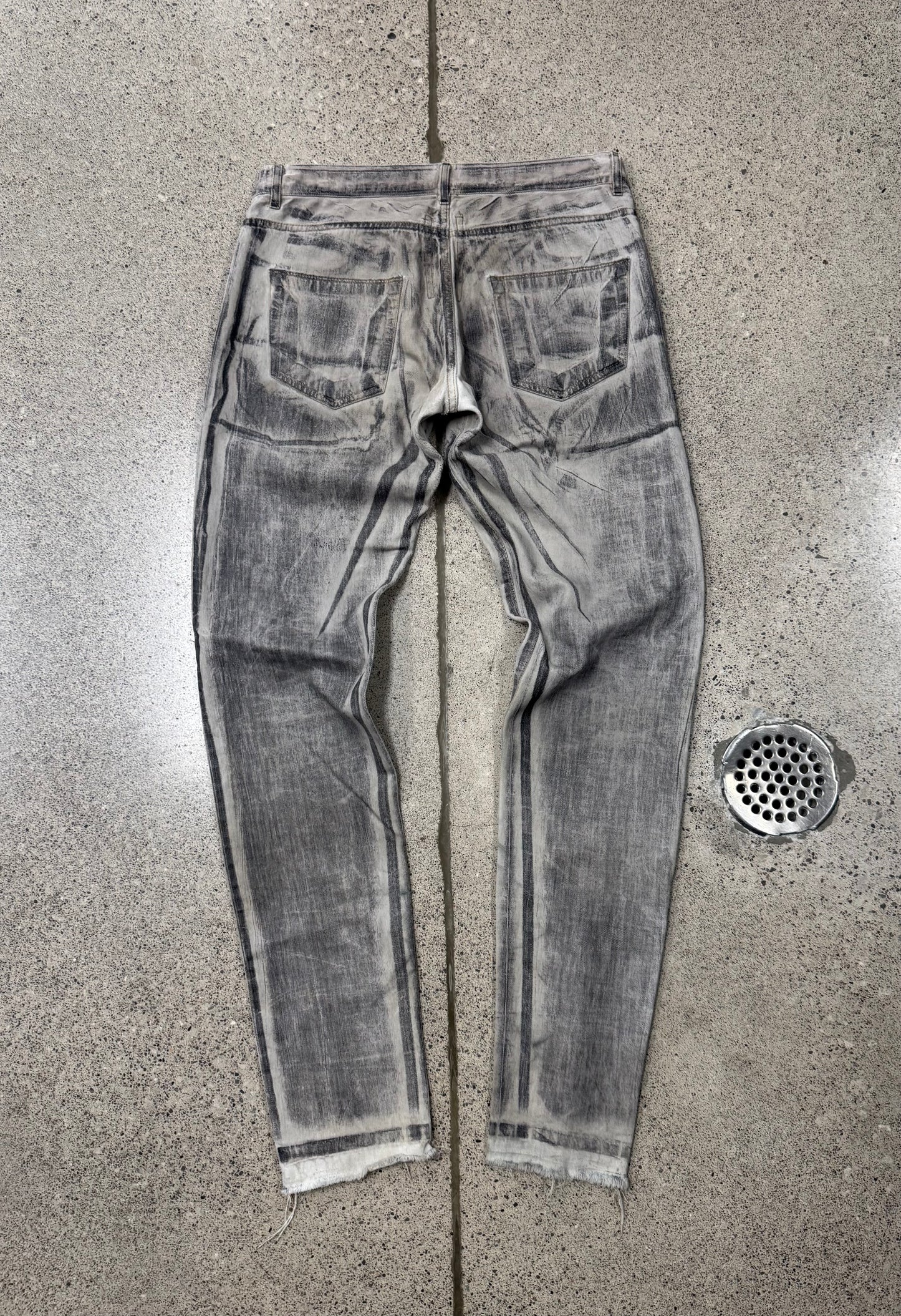 SS2010 Rick Owens ‘Gravel’ Geometric Grey Slim/Skinny Denim