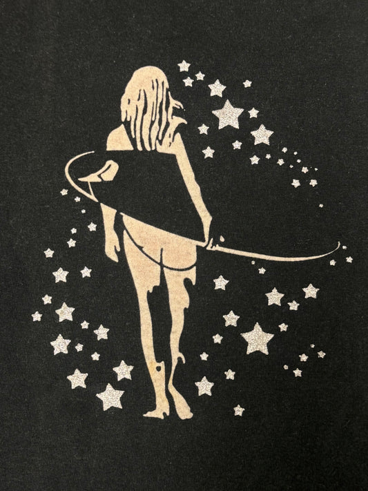 2000s Vintage Hysteric Glamour ‘Surfer Girl’ Faded Black Graphic T-Shirt
