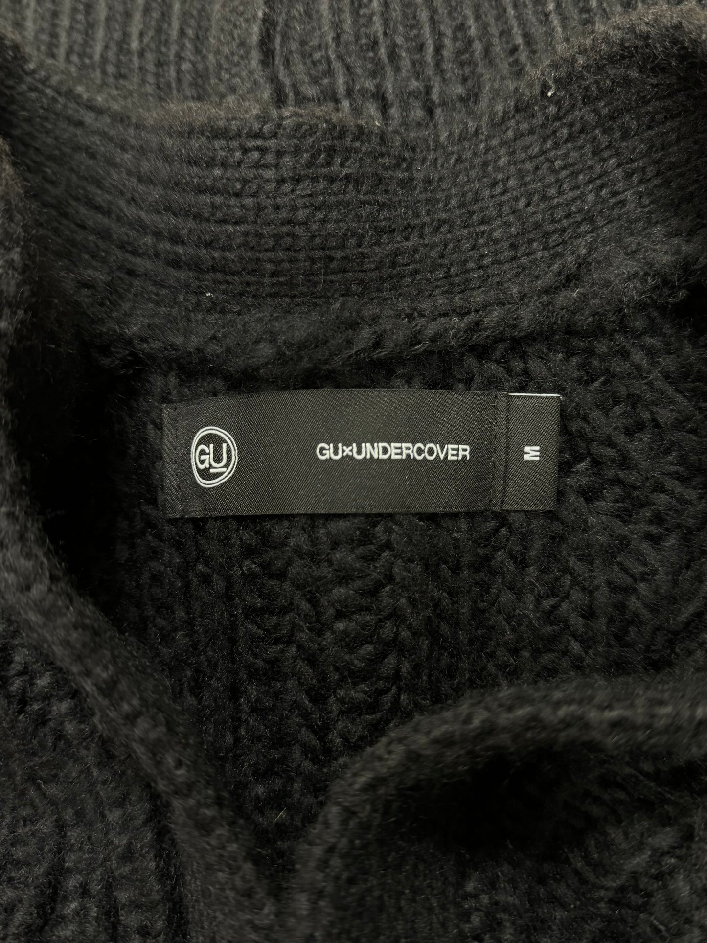 Undercover x GU Black Cable Knit Cardigan.