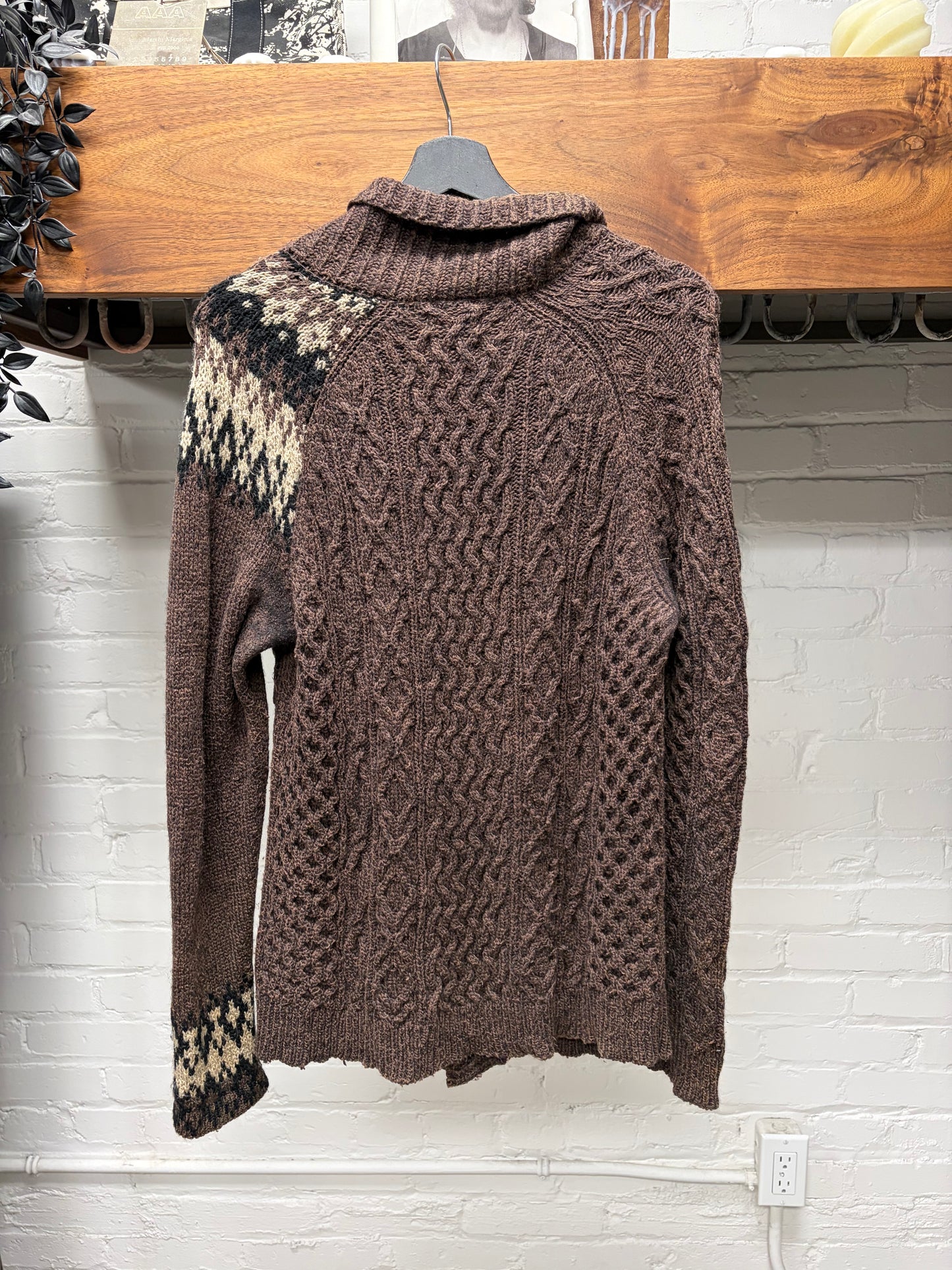 2000s Mihara Yasuhiro Brown Wool Cable Knit Cowichan