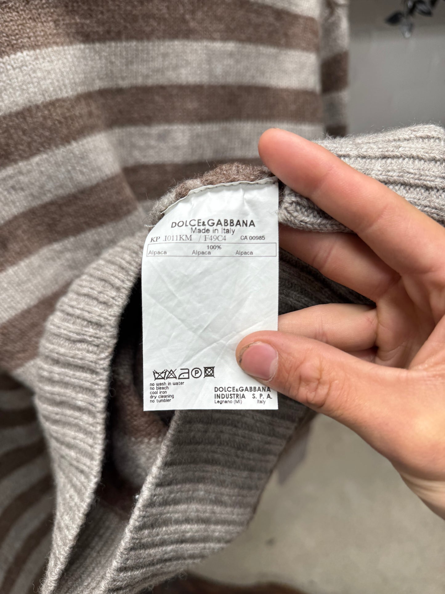 2000s Dolce & Gabbana Mainline ‘Alpaca Wool’ Striped V-Neck Sweater