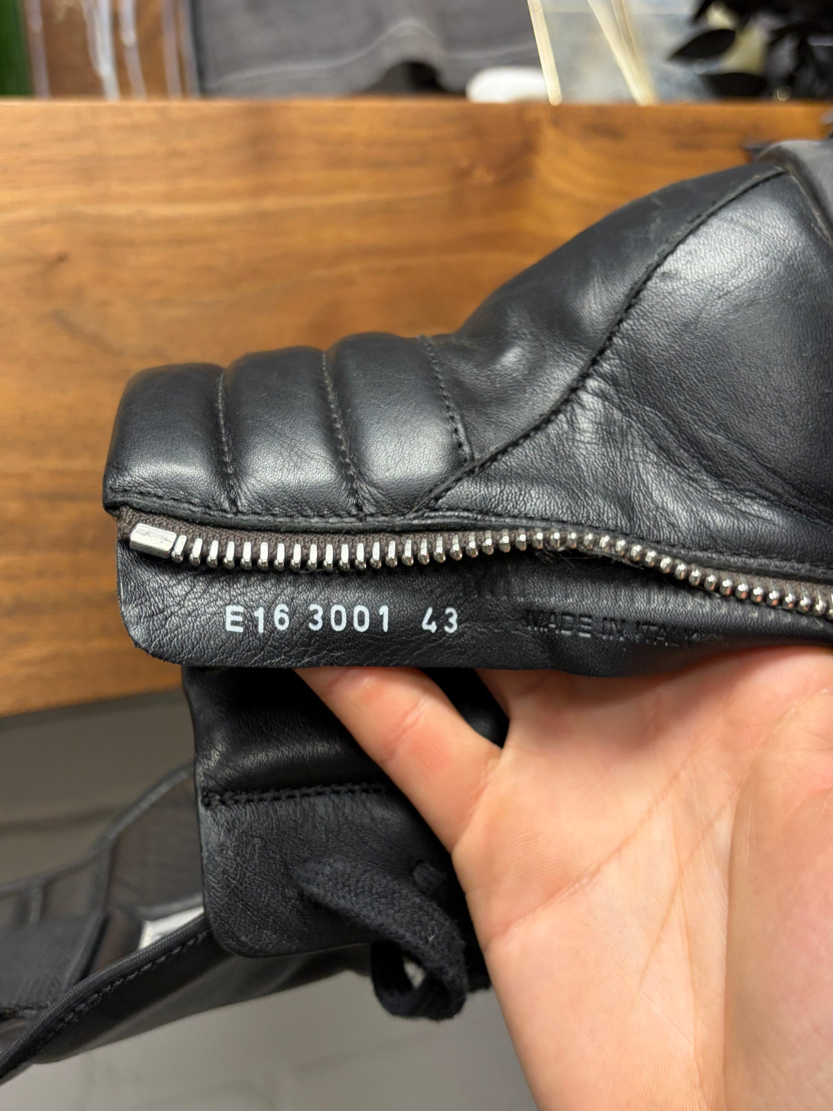 SS2016 Rick Owens ‘Cyclops’ Exposed Outside Zip ‘Geobasket’ Black Leather High Top Sneakers