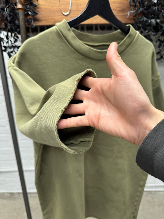 AW2001 Raf Simons ‘Riot Riot Riot’ Oversized Raw Hem Short Sleeve Sweatshirt