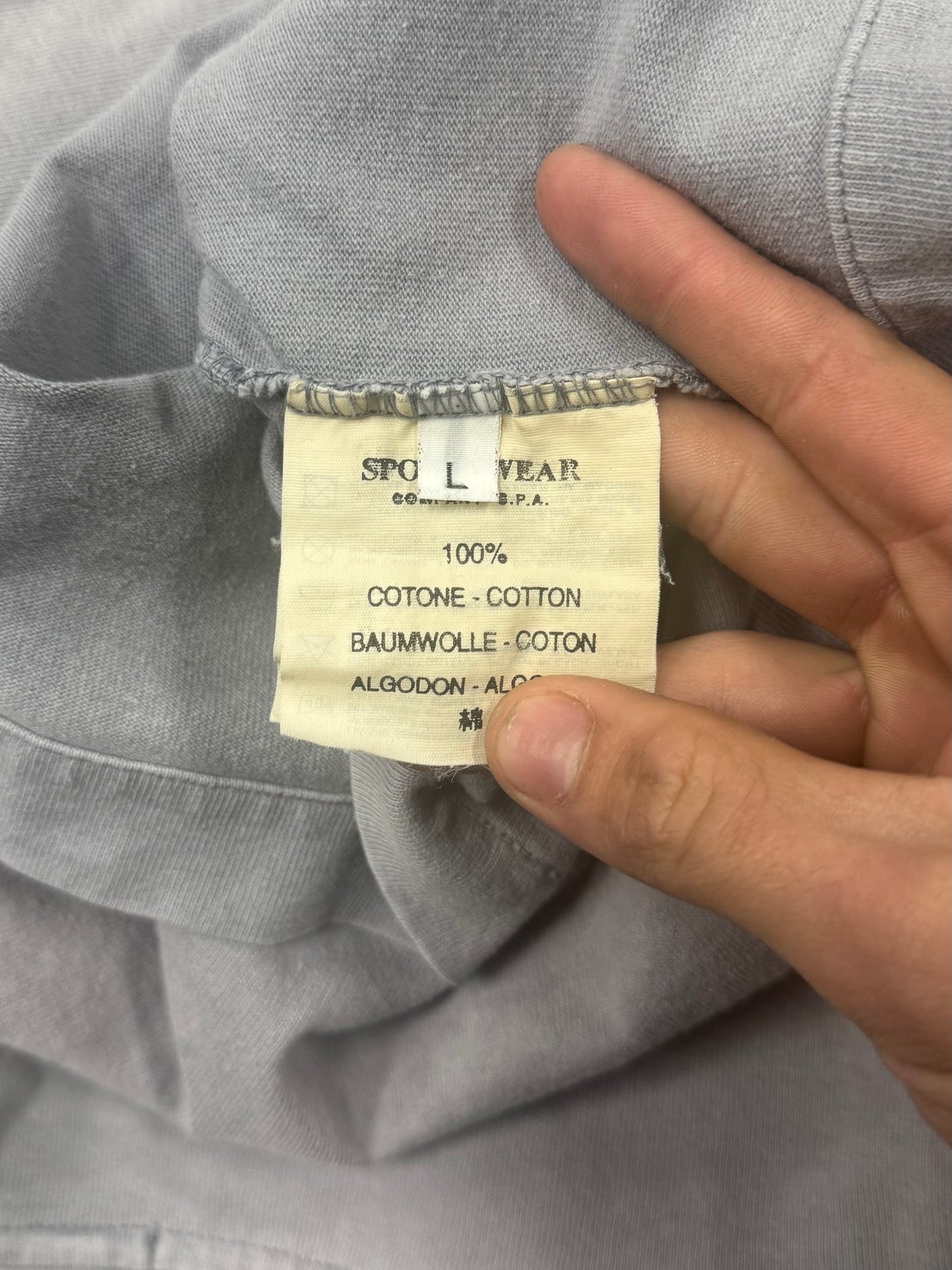 90s Stone Island Tape Logo Faded Grey T-Shirt