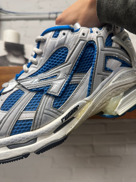Balenciaga White/Blue ‘Runner’ Low Top Sneakers
