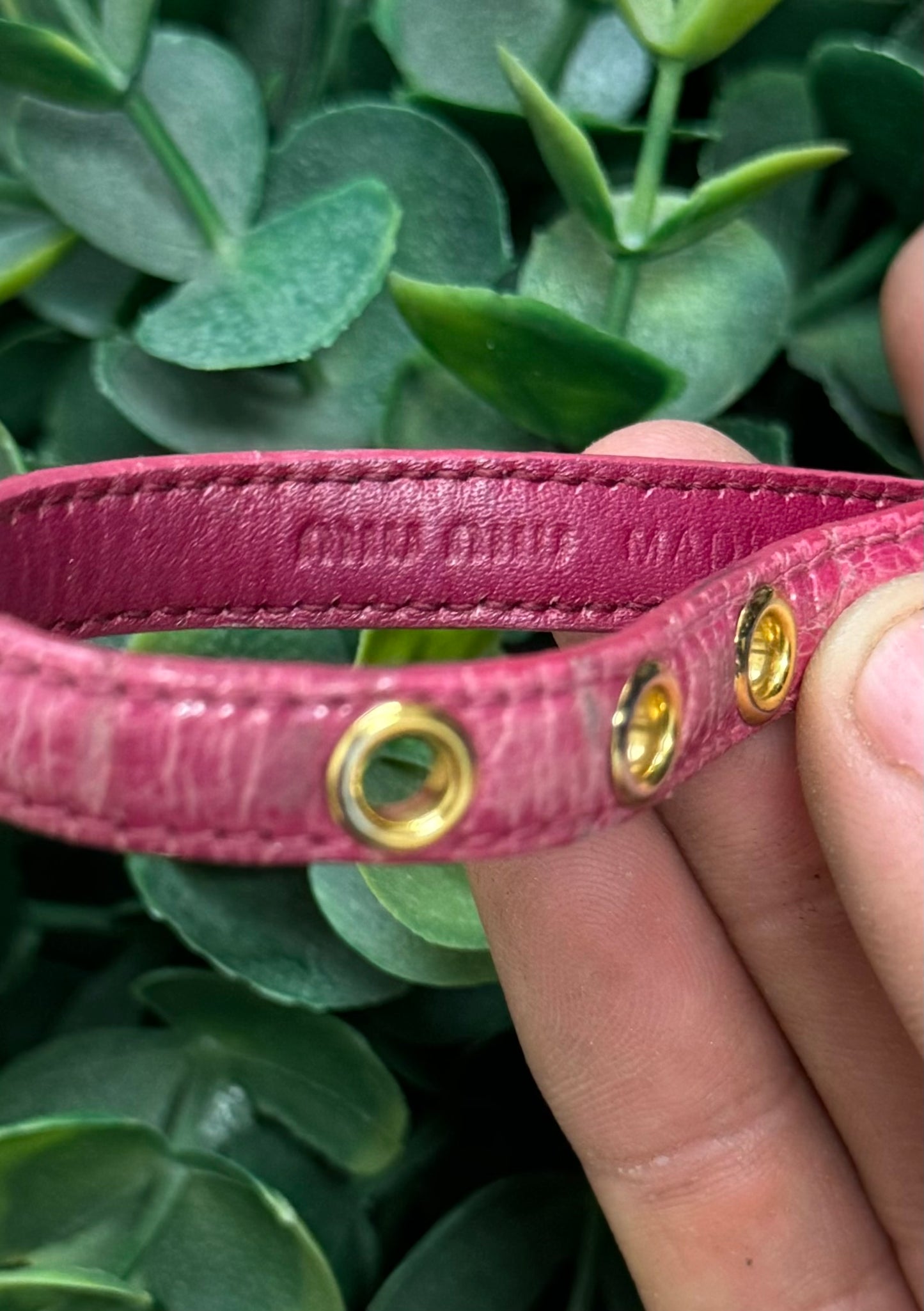 Miu Miu Pink Leather Gold Heart Charm