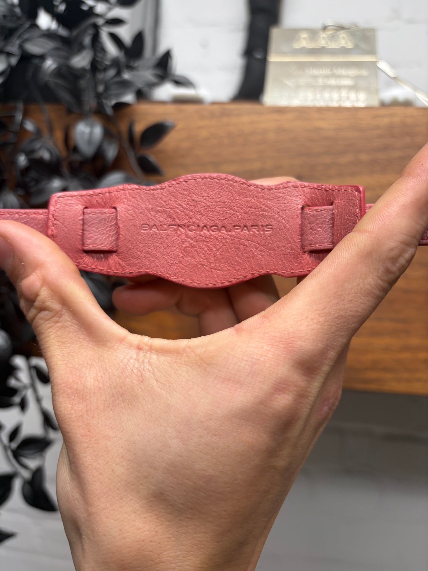 Balenciaga ‘Arena’ Pink Leather Bracelet