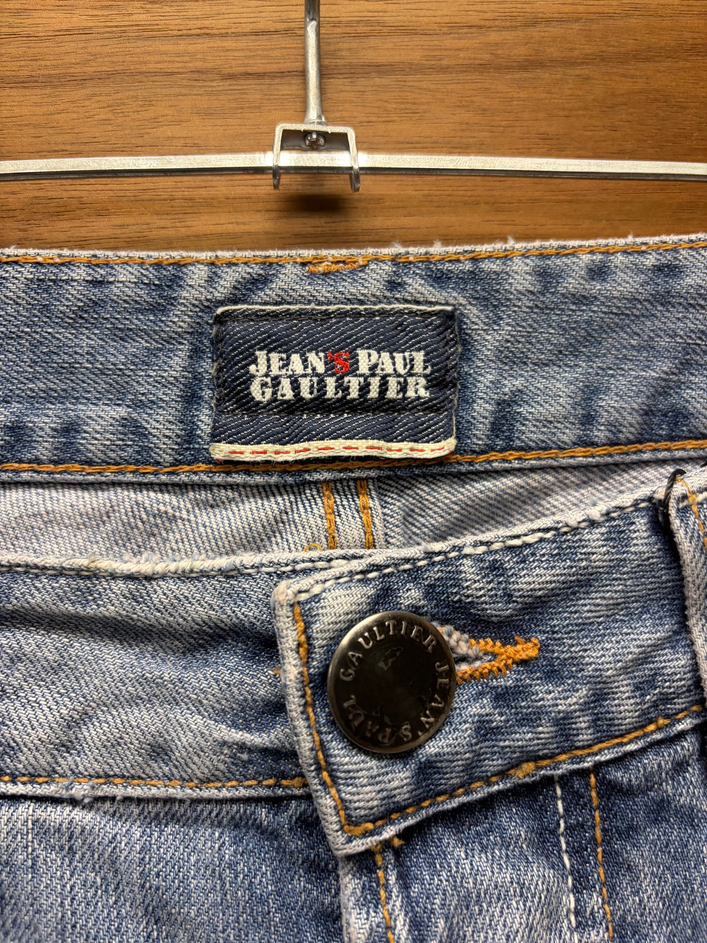 Vintage Jean Paul Gaultier ‘Floral Embroidery’ Light Wash Blue Straight Cut Denim